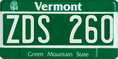 VT license plate ZDS260