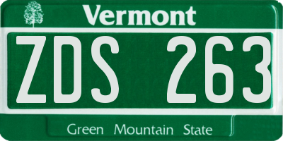 VT license plate ZDS263