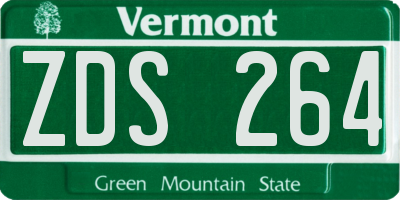 VT license plate ZDS264