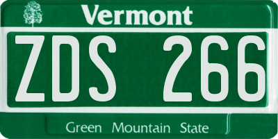 VT license plate ZDS266