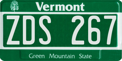 VT license plate ZDS267