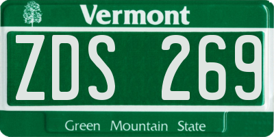 VT license plate ZDS269
