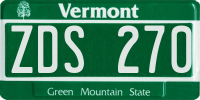 VT license plate ZDS270