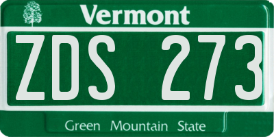 VT license plate ZDS273
