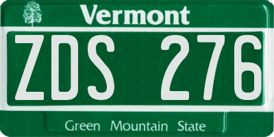 VT license plate ZDS276