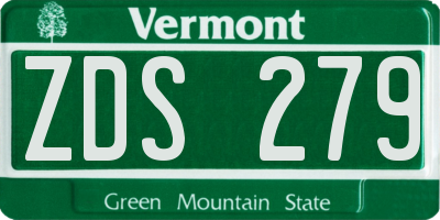 VT license plate ZDS279