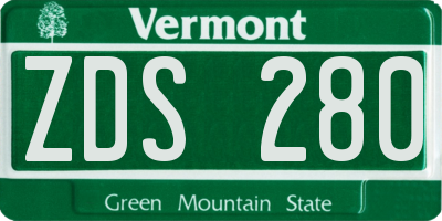 VT license plate ZDS280