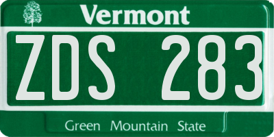 VT license plate ZDS283