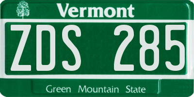 VT license plate ZDS285