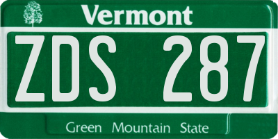 VT license plate ZDS287