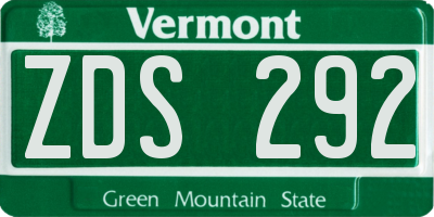 VT license plate ZDS292
