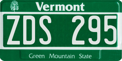VT license plate ZDS295