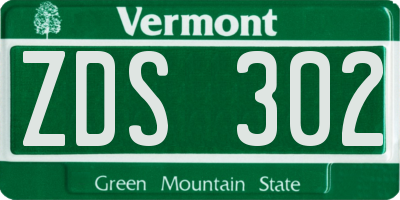 VT license plate ZDS302