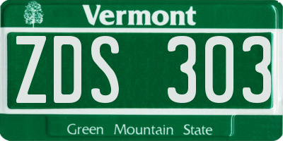 VT license plate ZDS303
