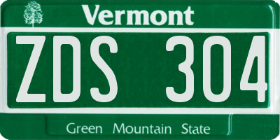 VT license plate ZDS304