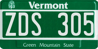 VT license plate ZDS305