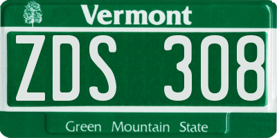 VT license plate ZDS308