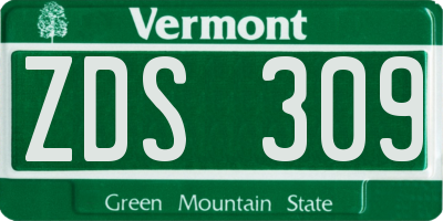 VT license plate ZDS309