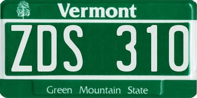 VT license plate ZDS310