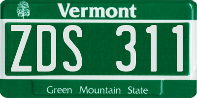 VT license plate ZDS311
