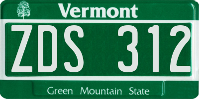 VT license plate ZDS312