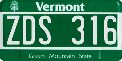 VT license plate ZDS316