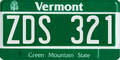 VT license plate ZDS321