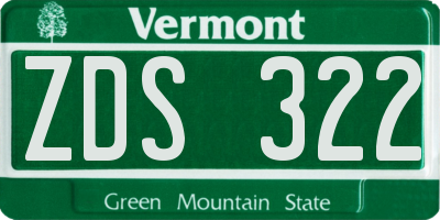 VT license plate ZDS322