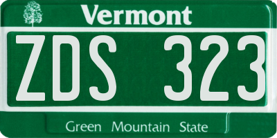 VT license plate ZDS323