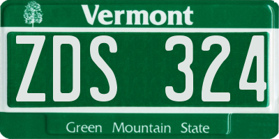 VT license plate ZDS324