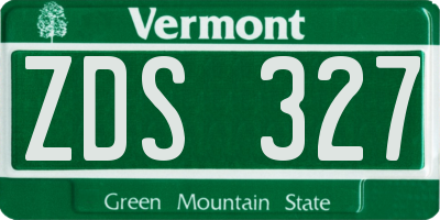VT license plate ZDS327