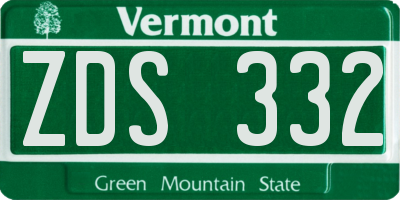 VT license plate ZDS332