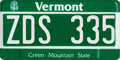 VT license plate ZDS335