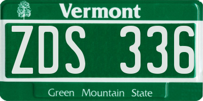 VT license plate ZDS336