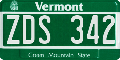 VT license plate ZDS342