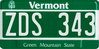 VT license plate ZDS343