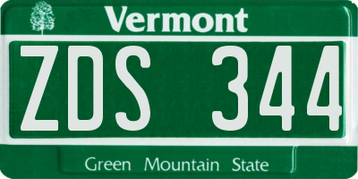 VT license plate ZDS344
