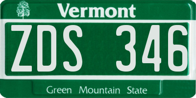 VT license plate ZDS346