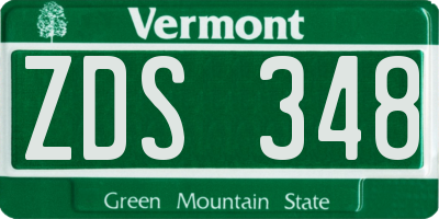 VT license plate ZDS348