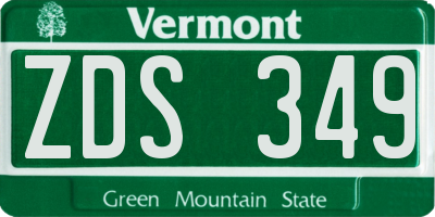 VT license plate ZDS349