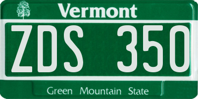 VT license plate ZDS350