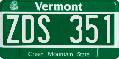 VT license plate ZDS351