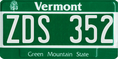 VT license plate ZDS352