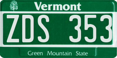 VT license plate ZDS353
