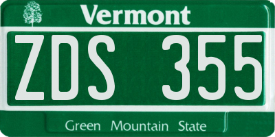 VT license plate ZDS355
