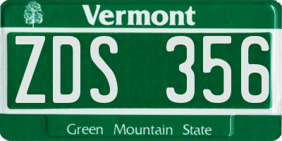 VT license plate ZDS356