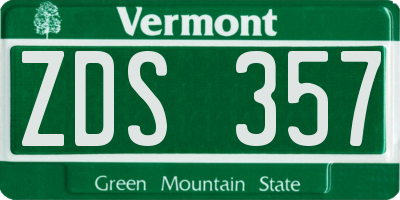 VT license plate ZDS357