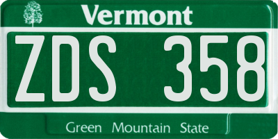 VT license plate ZDS358