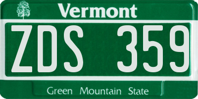 VT license plate ZDS359