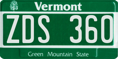 VT license plate ZDS360